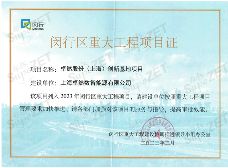 共建未来丨卓然股份（上海）创新基地亮相“2023年闵行区沉大工程项目开工典礼”主会。
